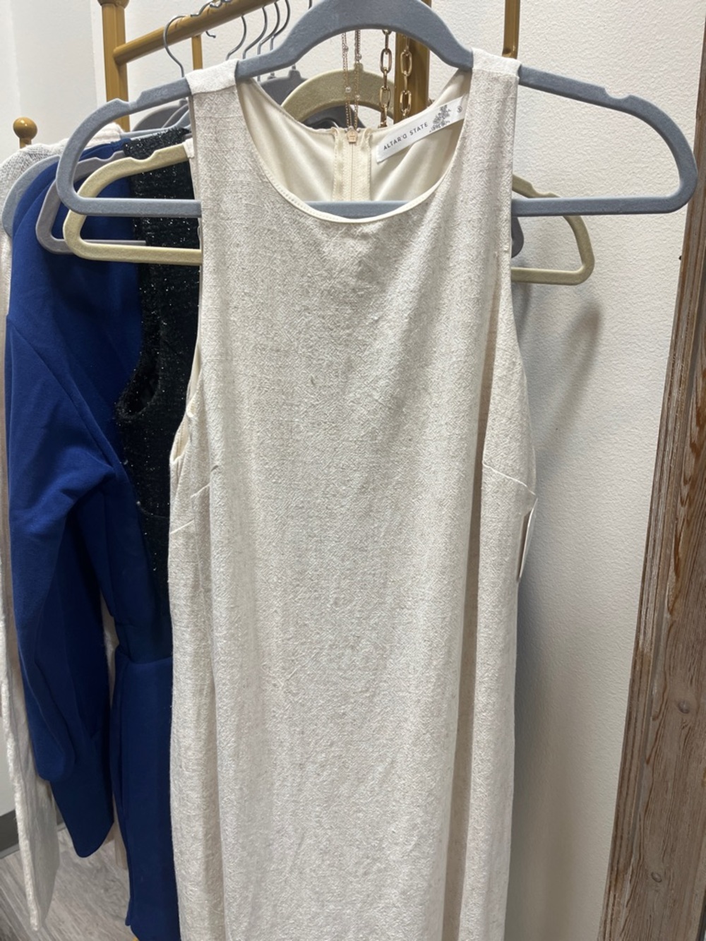 Altar'd State Cream Sleeveless Midi Dress